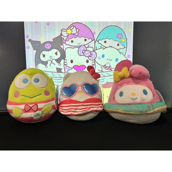 Sanrio Squishmallow Lot New W/tags Hello Kitty, My Melody, &‎ Keroppi - Picture 1 of 2